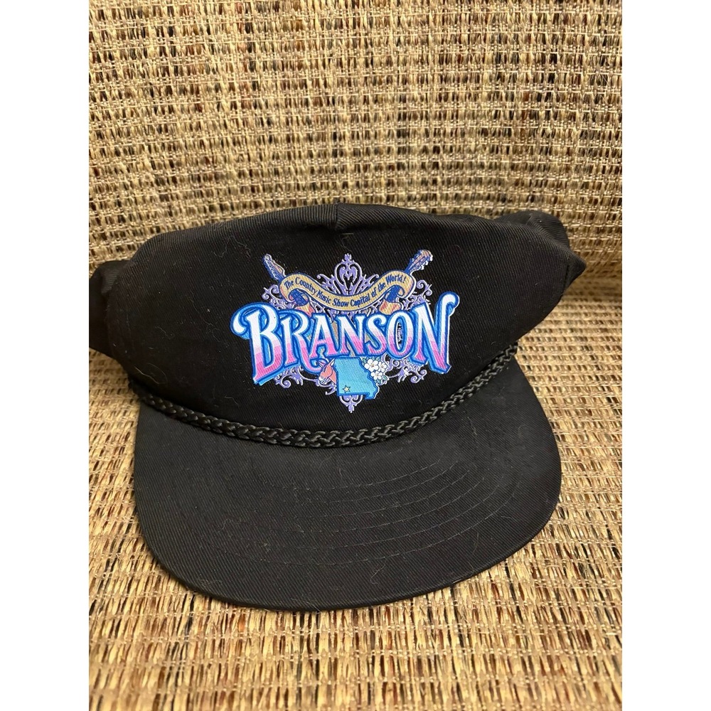 VINTAGE Trucker Hat Cap Snap Back Black KC Branson Missouri Country Music Show